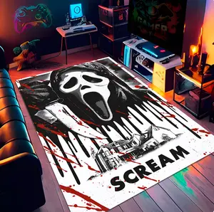 Scream Poster Rug,Scream Mask Rug,Nostalgic Horror Rug,Movie Rug,Halloween Rug