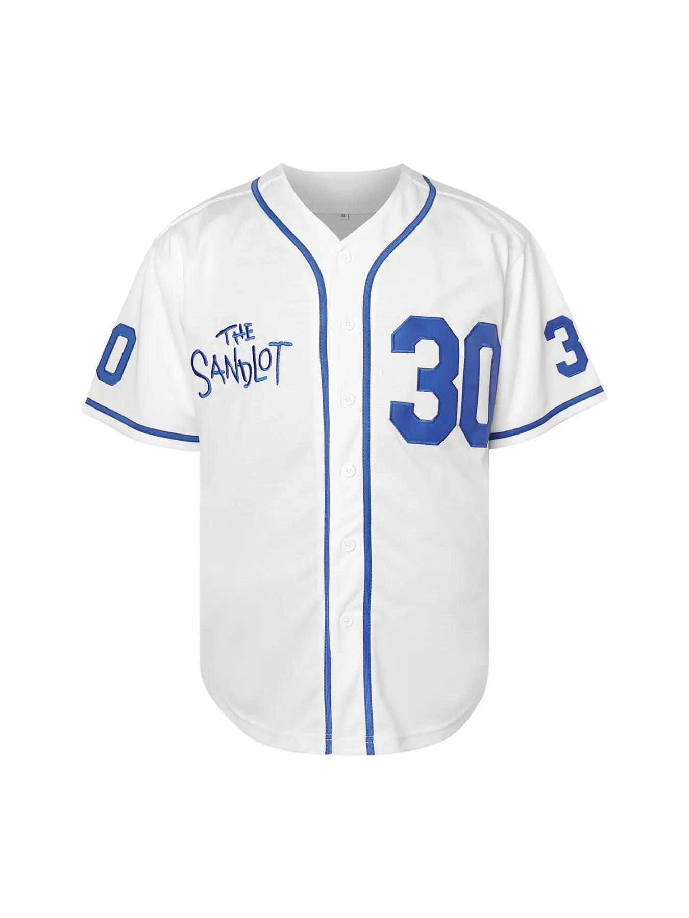 Men's Letter & Figure Embroidery Short Sleeve Baseball Jersey, Baseball Shirt, Loose Sporty Button Front V Neck Baseball Top for Training Competition, Comfy Sportswear for Men