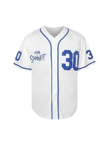 Men's Letter & Figure Embroidery Short Sleeve Baseball Jersey, Loose Sporty Button Front V Neck Baseball Top for Training Competition, Comfy Sportswear for Men