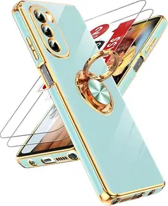 Moto G Stylus 5G 2022 Case: with Tempered Glass Screen Protector [2 Pack] 360° Rotatable Ring Holder Magnetic Kickstand, Plating Rose Gold Edge Motorola G Stylus 5G 2022 Case