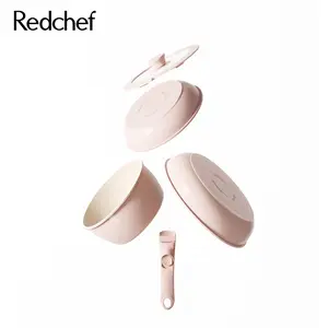 【New Year Sale】Redchef Non-stick Pan and Pan 5-piece set with removable handle for all kitchens and camping,PFAS-Free, Easy Clean, Dishwasher & Oven Safe! Space-Saving Magic!