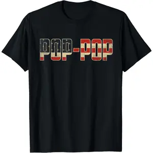 Pop-Pop Bold Patriotic American Flag Father’s Day Pop-Pop T-Shirt Pure Cotton Graphic Tees Menswear Top: Gifts for Men & Women