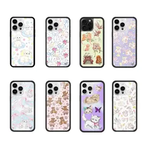 New Wildflower WF Cherry Bear Phone Case for iPhone 12 13 14 15 16 17 Pro Max Plus Monkey INS Cartoon Cover Rabbit 16 Pro Funda 11-17