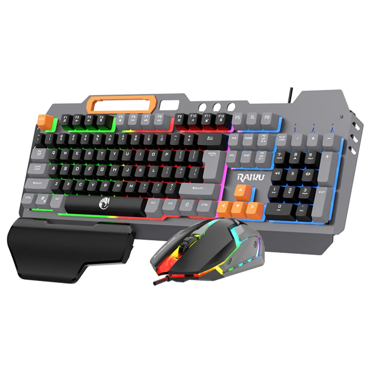 Gaming Keyboard and Mouse, 104 Keys RGB Backlit Computer Keyboards Mouse and Keyboard Combo with Number Pad, All-Metal Panel Wired PC Keyboard for Laptop Win XP/7/8/10
