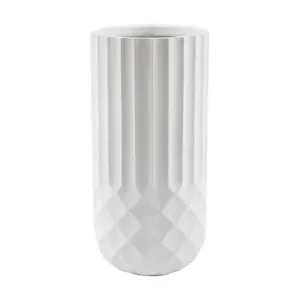 Luxen Home White 19in. Tall Round MgO Planter