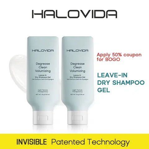 HALOVIDA Leave-in Light Hair Dry Shampoo Gel 2.28oz,No-Rinse Shampoo Gel,Instant Oil Absorption & Invisible Volume Boost,Long-Lasting Oil Control,Soothing & Comfort,Affordable,Pure,4D hyaluronic acid