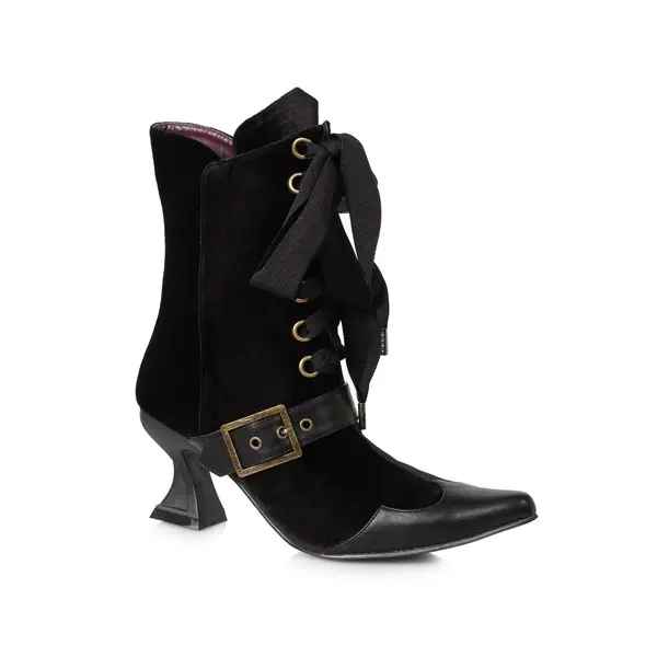 Women's Black Velvet Boots with Heel