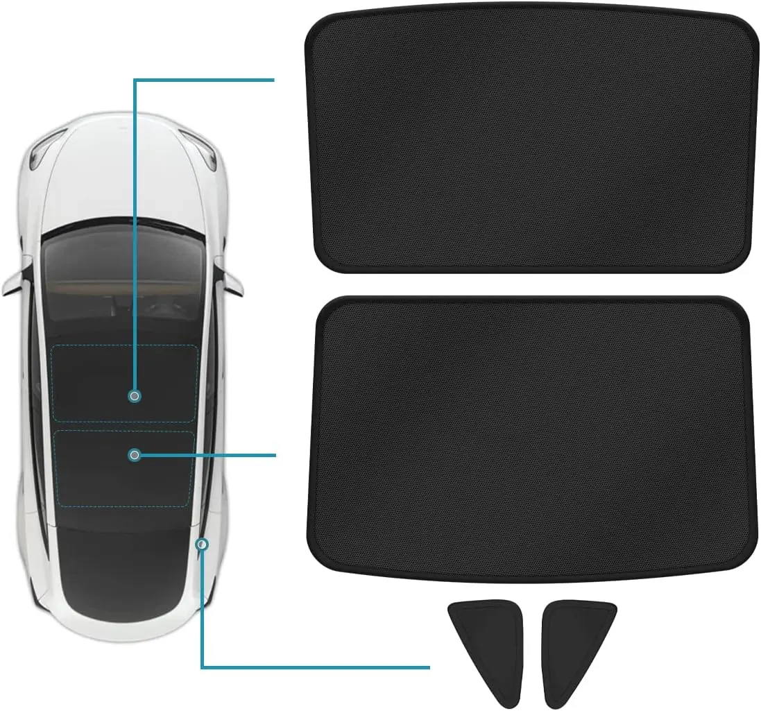 Black Sunshade Roof Sunroof Cover Waterproof Sunshade - Fits Tesla Model 3/ Highland 2018-2026 - UV Block & Heat Reduction Window Accessories - with Black Buckle - No Sag Ice-Crystal Cooling Coatings