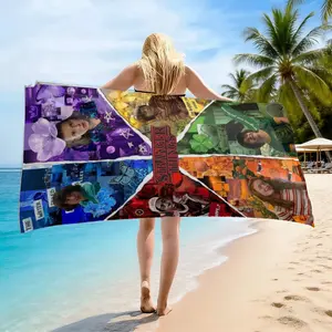 Stranger Things Patchwork Theme Beach Towel, High-Weight Fabric, Soft Touch, Quick-Dry, Durable, Easy Clean, Perfect Gift for Fans