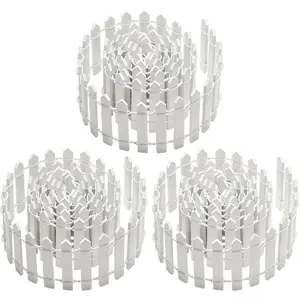 3 PCS 35 Inch Mini Christmas Garden Fence, White Miniature Fairy Garden Fence Mini Wood Picket Ornament Fence for Dollhouse Village Landscape Home Garden Plant, DIY