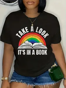 100% Cotton vintage retro rainbow take a look it's in a book reading art T-Shirt