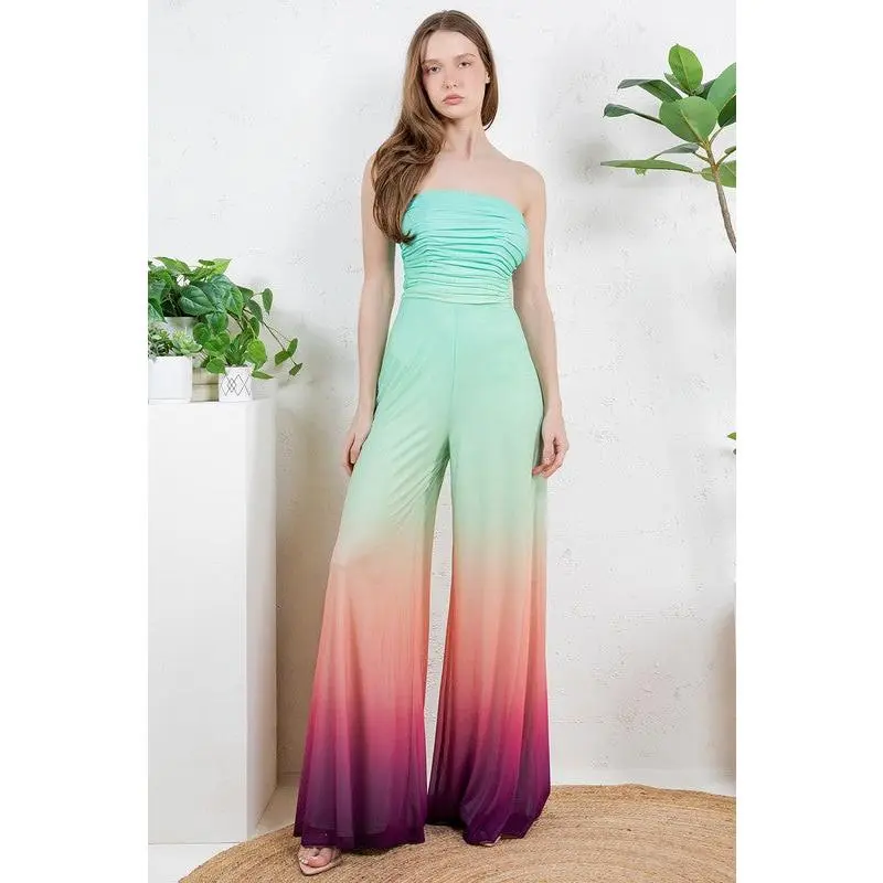 OFF SHOULDER OMBRE JUMPSUIT