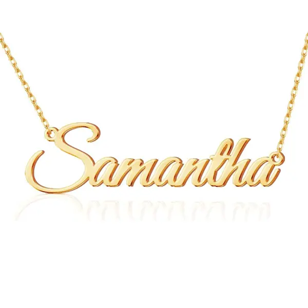 Women's Samantha Style Personalized Name Love Charm Necklace - Gold-Plated Stainless Steel Chain & Link Jewelry, Chic Modern Flair, Birthday Gift Ideas, Christmas Gift for Females, Link Chain, Letter Shape, Long Length