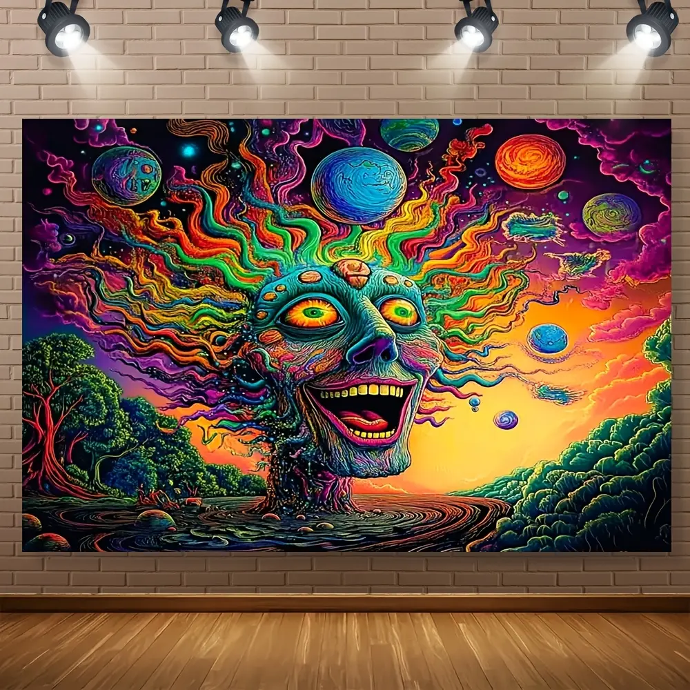 Patterned Tapestry Background Banner, 39x59In/51x59In/70.8x90.5In Reactive Woman Artwork Design, Durable Polyester Material, No Electricity Needed, Ideal for Indoor Events & Studio Photography, Patterned Tapestry Tapestries