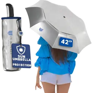 Sun Umbrella UV Protection Compact - Auto Open/Close - Double Vented Canopy - Wind-resistant Sun Umbrella for Walking - 55+ UPF