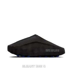 Black Concept Testing Mule Slides, Blue Cushioning Massage Outsole, Breathable Fabric Upper, Futuristic Tech Slides
