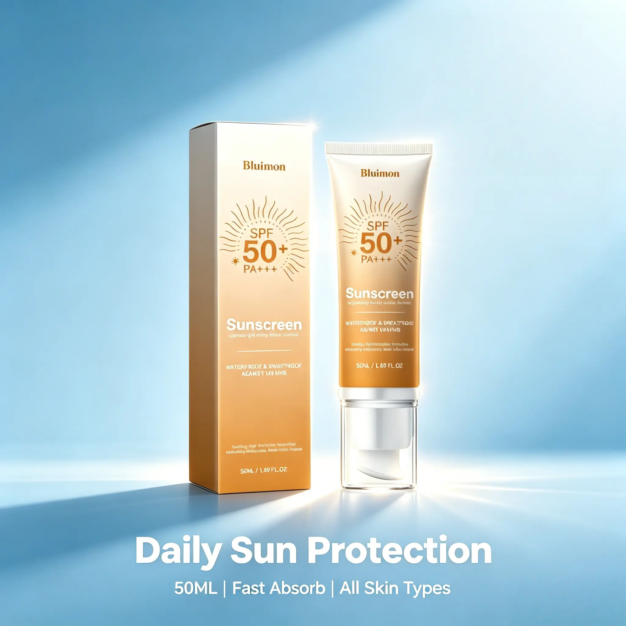 Bluimon Tinted Face Sunscreen SPF 50+ PA+++ , Hydrating Face Moisturizer with a Lightweight, Non-Greasy Finish