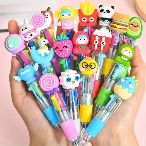 Random Cartoon Mini Four-Color Unique Pens Set, Creative Designs & Styles Available, Perfect Gift for Friends and Family