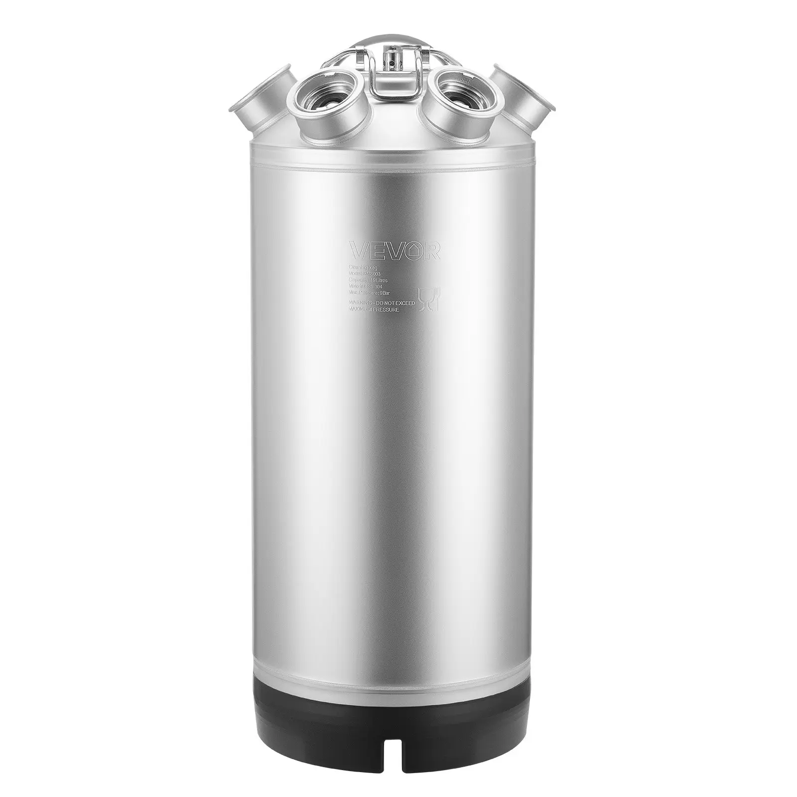 VEVOR Cleaning Keg, 5 Gallon/19L Keg Line Cleaning Kit with 4 D Coupler Connections Rubber Base, Beer Lines Cleaner Used for Beer Line Cleaning, 304 Stainless Steel Kegerator Beers Lines Cleaner Kit