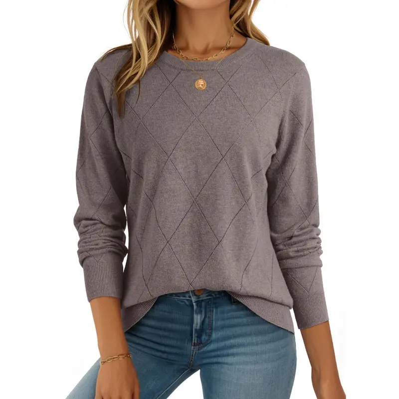 Dokotoo Sweaters for Women Long Sleeve Wool Blend Crewneck Diamond Hollow Out Lightweight Soft Fall Pullover Sweater Tops Dokotoo Sweaters for Women Long Sleeve Wool Blend Crewneck Diamond Hollow Out Lightweight Soft Fall Pullover Sweater Tops