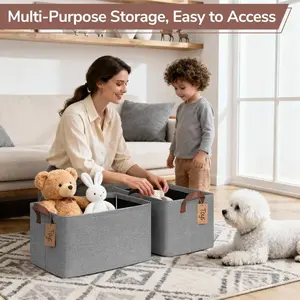 4-Pack Large Storage Baskets for Shelves, Foldable Clothes Storage Bins, Toy Organizer for Nursery & Living Room, 16.8"x11"x9.8", Gray