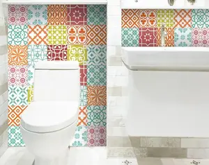 360 stand Muted Mint Green 5x5 in. Peel & Stick Removable Sticker Set - Vinyl Wall Tiles Sticker, Colorful Decorative Home Decor Supplies for Kitchen, Vinyl Wall Stickers, Easy-Remove