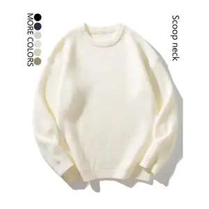 Men's Solid Drop Shoulder Sweater, Loose Casual Long Sleeve Round Neck Jumper for Fall & Winter, Fashion Men's Knitwear for Daily WearGift