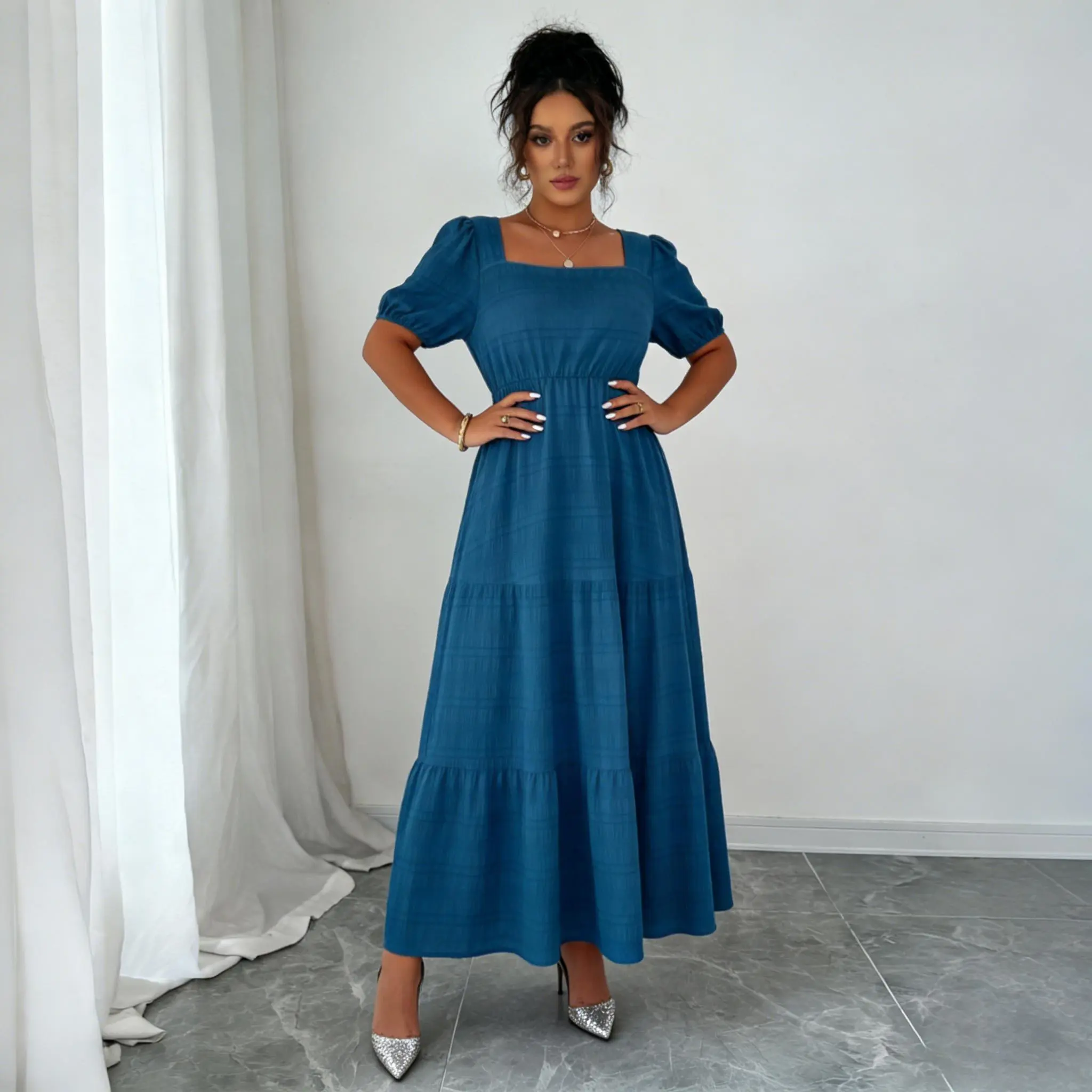 green emerald velvet dress NEW Shining Sapphire Blue Side Slit Maxi Dress Rosewe®, Sz L, Retails – The  Warehouse Liquidation main image 1