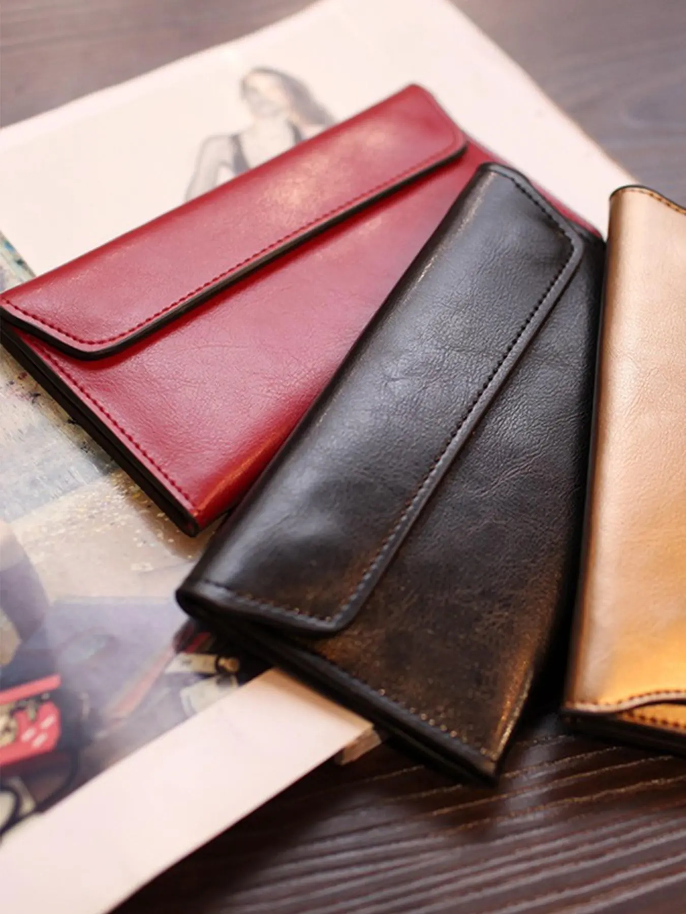 Women's Fashion Genuine Leather Clutch Bag, Long Wallet Minimalist Design, Premium Texture, Money Clips, Coin Purse, Trendy Minimalist Purse, Daily Use Purse, Fashionable Versatile Purse, Fashion Purses