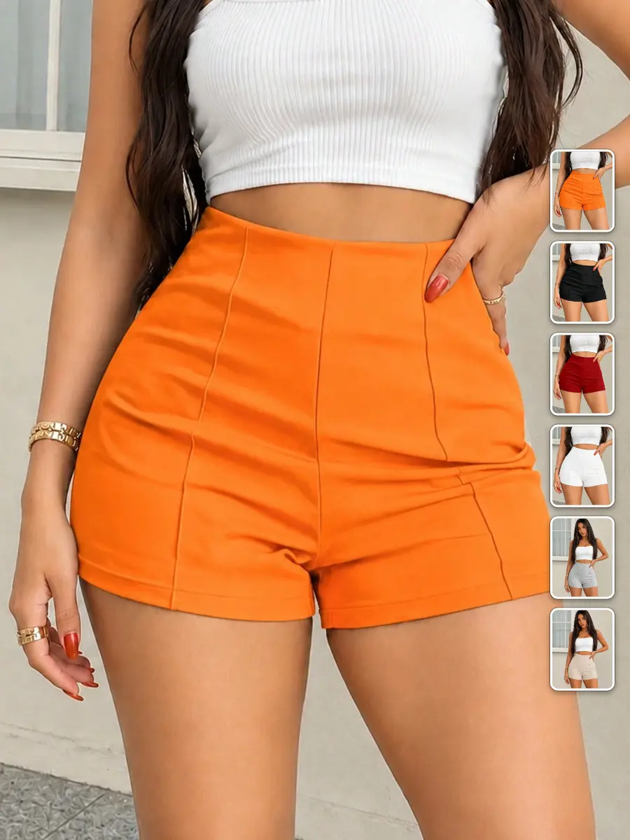 High Waist White Shorts Slim Fit Stretchy Festival Outfit Summer Vacation