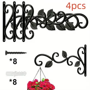 Wall-Mounted Plant Support Set, Indoor & Outdoor Flower Pots Bird Feeder Metal Hooks, 4-Piece/6-Piece Hanging Planter Accessories, Hanging Baskets, Hanging Plant Hanger, Wall Plant Holder