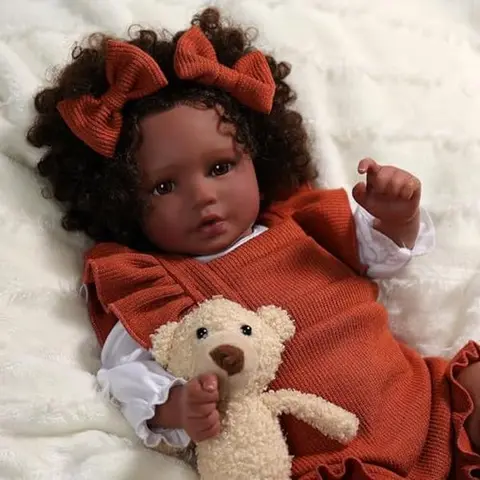BABESIDE Realistic Rebirth Cute Newborn Doll - 20-in Vinyl Limb+Cloth Body Black Girl/Boy, Soft Poseable Limbs, Vinyl Head, Clothes & Toy, Gift for Girls 3+ (Vinyl+Cotton Construction)