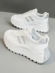 Women's Casual Sports Shoes, Skateboarding Sneakers, Road Running Shoes, Thick Sole Height Increase, Breathable Mesh