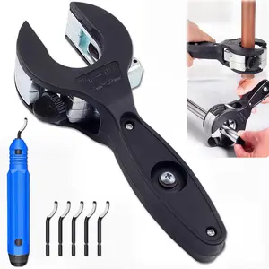 Ratcheting Copper Pipe Cutter – 2 in 1 Close Quarters Tubing Cutter with Deburring Tool, 360° Swivel Head, Cuts 5/16” to 1-1/8” – For Copper, Metal, PEX