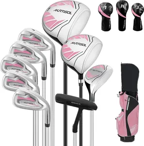 XDriveMax 10 Pieces Complete Mens Womens Golf Clubs Set Right Hand for Men Women Includes Stand Bag with Rain Hood, 1#Driver 3#Wood #5 Hybrid,with 3 Head Covers, 6# 7# 8# 9# PW# Irons and Putter