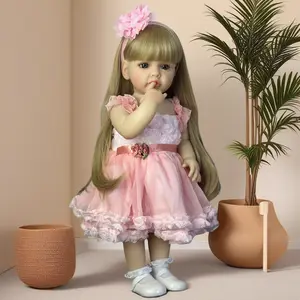 HATOY   55cm 22inch Reborn Baby Girl with Full Body Vinyl Lifelike Princess Toddler Newborn Doll Bebe Toy Lovely Gift for Kids Christmas, Halloween Gift Cute Pretty