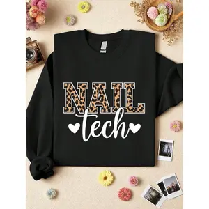 Nail Tech Leopard Sweatshirt, Nail Artist Birthday Gift, Leopard Print Nail Technician Sweater, Manicurist Sweatshirt, Cosmetologist Sweater, Nail Salon Owner Gift.