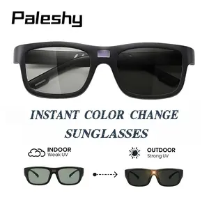 Paleshy Smart Photochromic Sunglasses for Men - UV Protection, Color Changing Lens, Stress-Resistant TR Frame, Unisex, Square Shades Polarized Glare Reduction