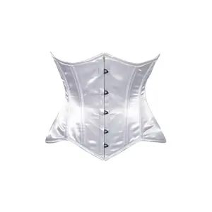 Lavish White Satin Underbust Corset Waist Cincher Busk Closure