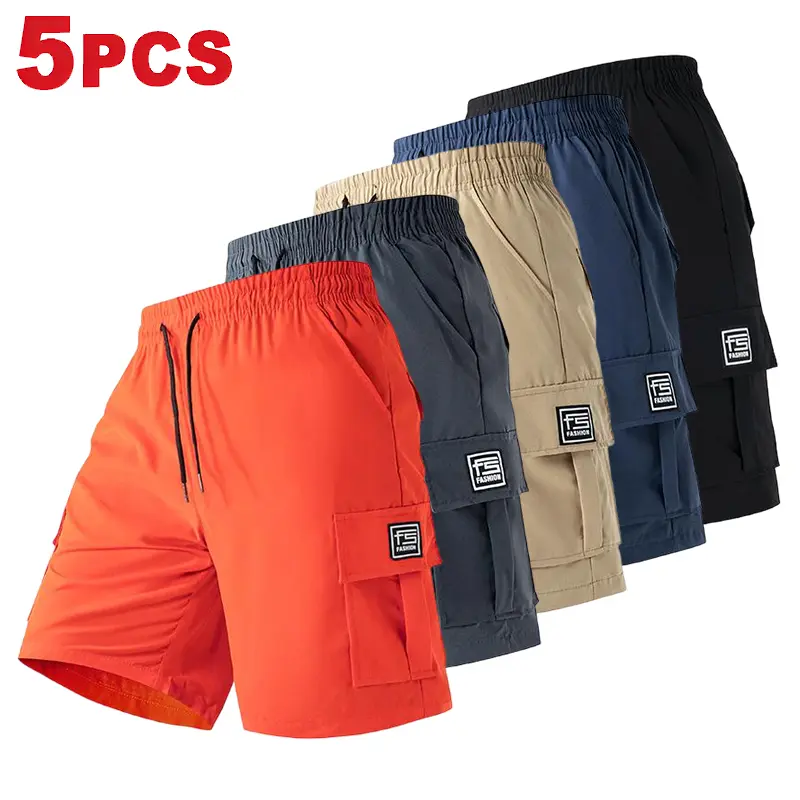 Orange red + gray + khaki + blue + black
