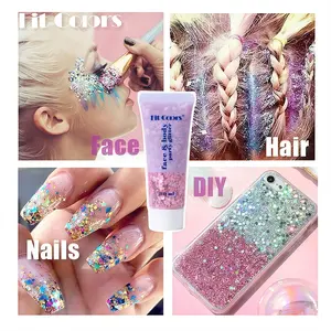 Mermaid Glitter Gel Shimmer Glitter Pigment Shimmering Body Makeup Face Body Hair, Long-Lasting Sparkle for Music Festivals Parties Halloween, Easy to Remove No Glue Needed