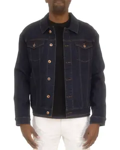 Regular Fit Collared Neck Stretch Denim Jacket in Various Colors