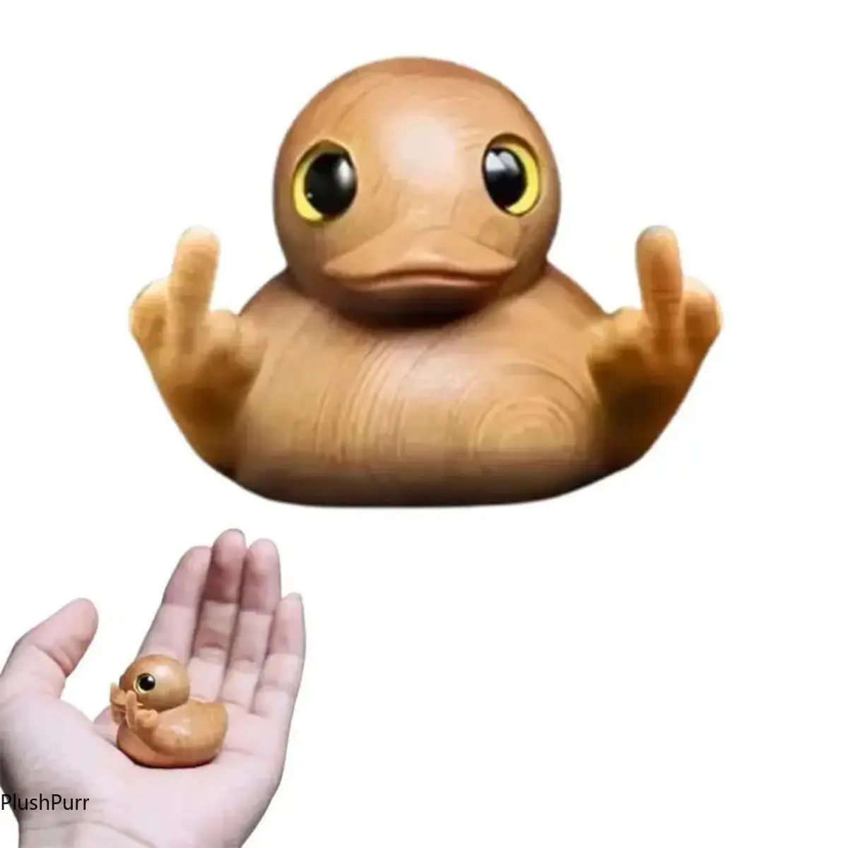 Wooden Duck Ornaments, Quirky Handmade Miniature Figurine - Funny Sarcastic Gag Gift & Decorative Statue for Office Desk or Car Dashboard