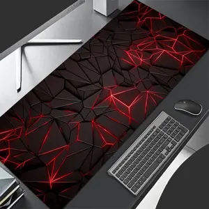 1 pc Large Red 3D Pattern Mouse Pad HD Print Durable Locked Edges Non-slip Rubber Washable Pads for PC Office Computer Gamer Extra Long Computer Accessory for Gamer Stylish Study and Workstation Decoration Mats Playmat XXL Keyboard Desktop Mat