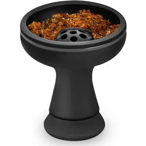 Hookah Bowl Silicone Phunnel Bowl Perfect Fit Charcoal Holder Black Shisha Bowl Replacement for Clay Ceramic Bowls 3.5" Tall Gift Box 7 Hole
