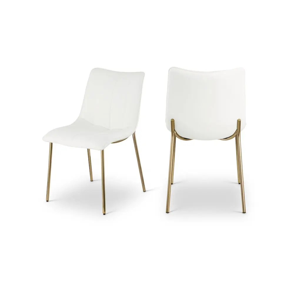 Isla Off-White Vegan Leather Upholstered Dining Chair, Set of 2