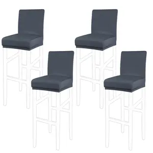 PiccoCasa 4pcs Stretch Bar Stool Covers, Pub Counter Height Side Chair Covers with Elastic Band 14" x 14" x 12" Slate gray