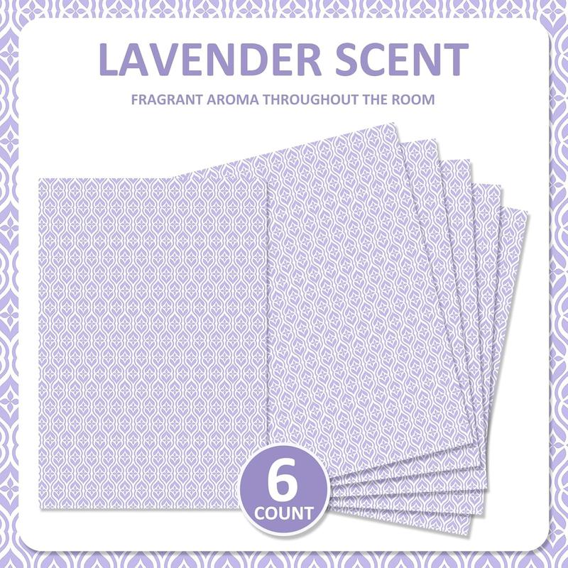 SCENTORINI Lavender Scented Drawer Liners, 6 Sheets Fragrant Paper Liners Non-Adhesive Paper Sheets for Home Closet, Dresser Drawers, for Home Fragrance