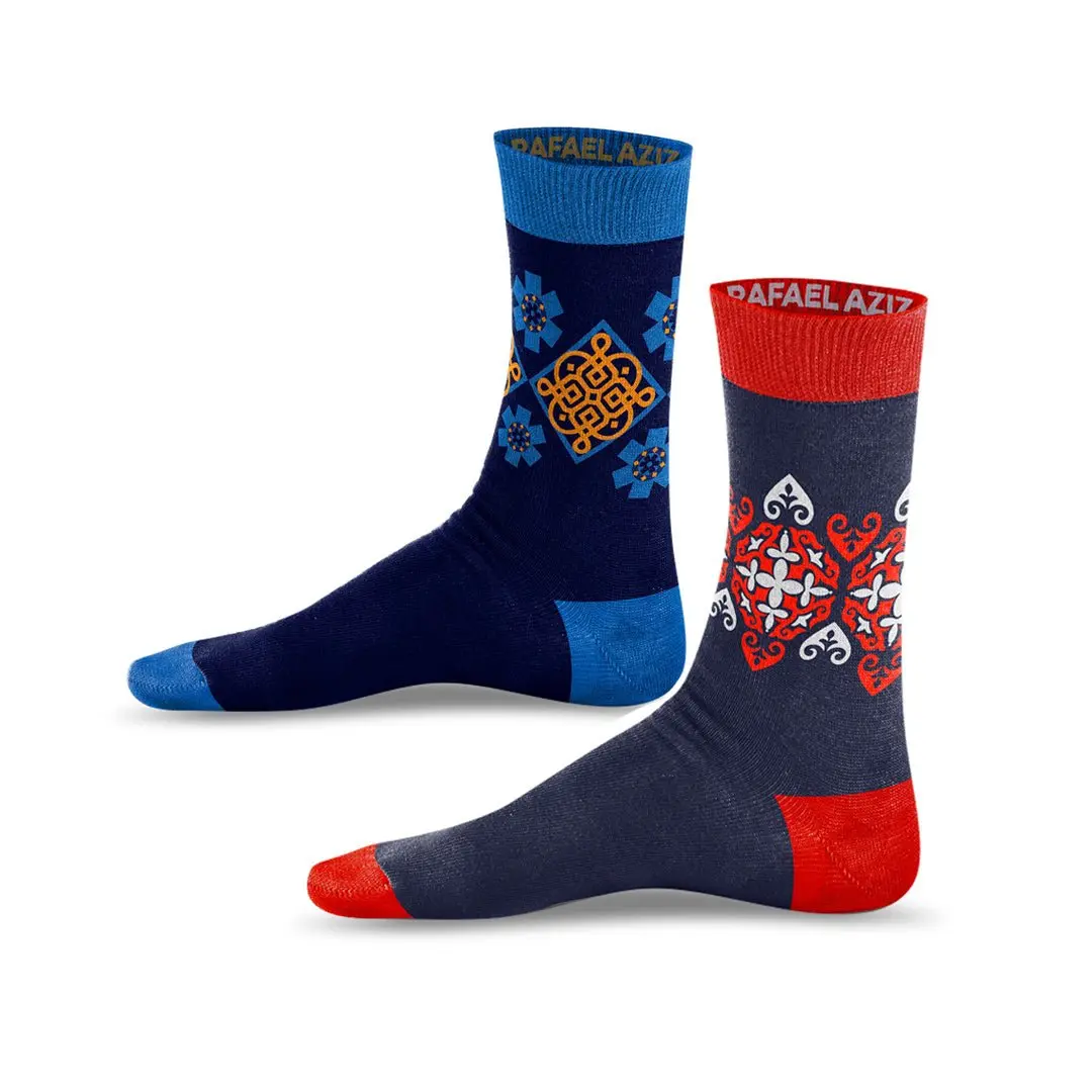 RAFAEL AZIZ 2-Pack Guba x Goel Designer Socks - Casual Men's Socks with Colorful Designs and Comfortable Fit
