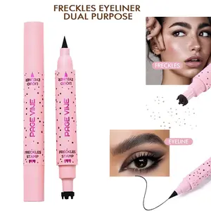 Page Vine Freckle Pen 2-in-1 Freckle Stamp & Eyeline Pen Waterproof Quick Dry Long Lasting Soft Faux Freckles Lifelike Magic Stamp Marker For Sunkissed Makeup
